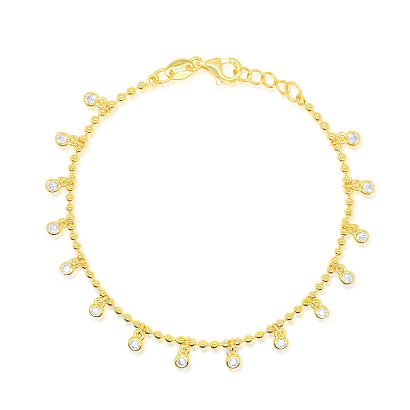 Etoielle Yellow Gold Tone Spot Chain CZ Bezel Bracelet