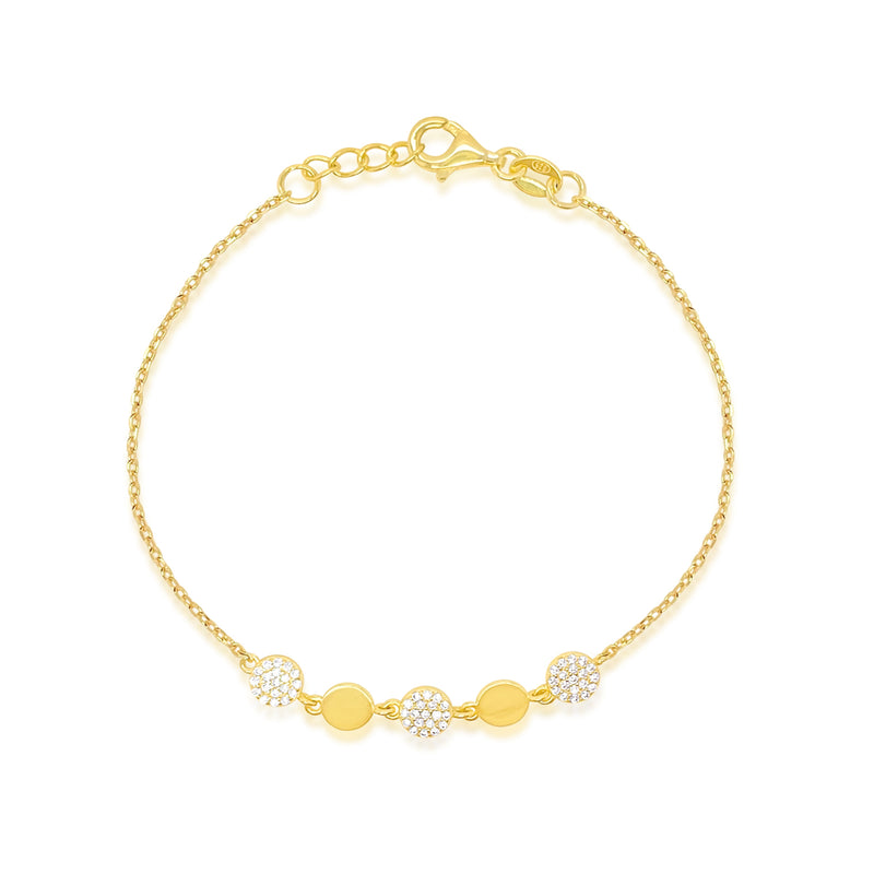 Etoielle Alternating Yellow Gold Tone and CZ Disk Bracelet