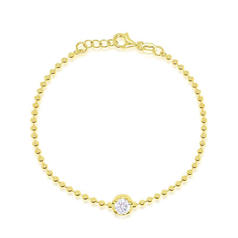 Etoielle Yellow Gold Tone Spot Chain CZ Solitaire Bracelet