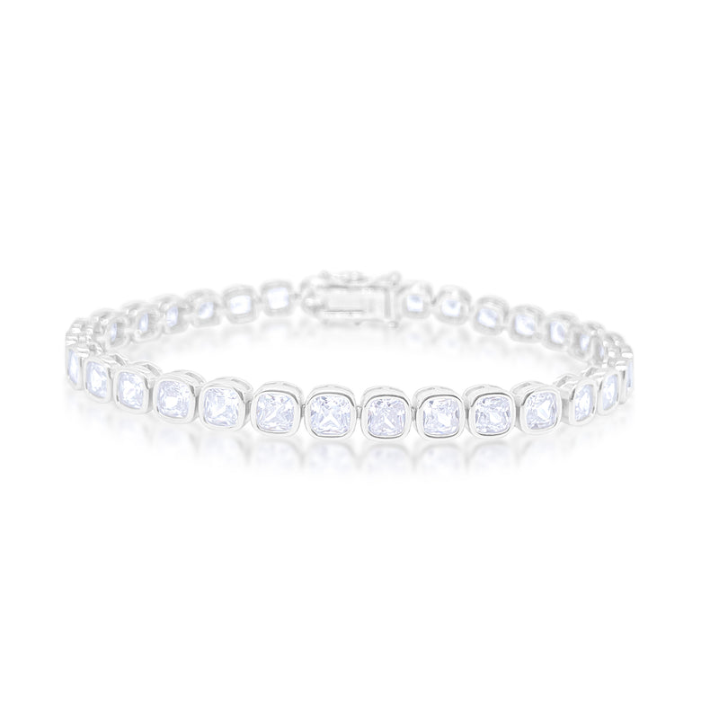 Etoielle White Gold Tone Bezel Set CZ Tennis Bracelet