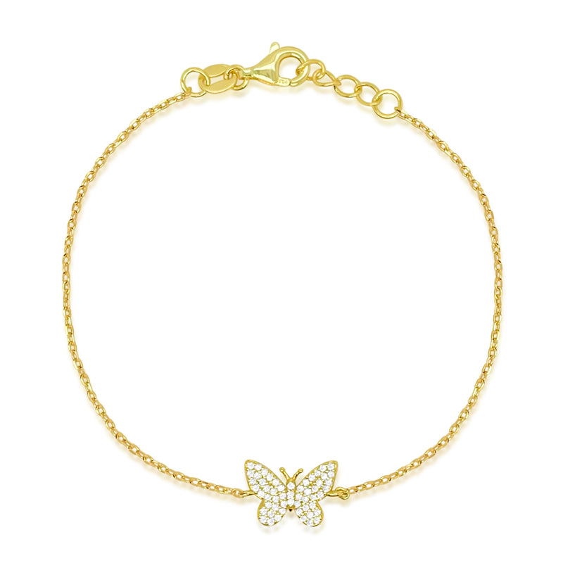 Etoielle Yellow Gold Tone CZ Butterfly Bracelet