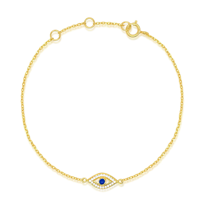 Etoielle Yellow Gold Tone CZ and Created Sapphire Evil Eye Bracelet