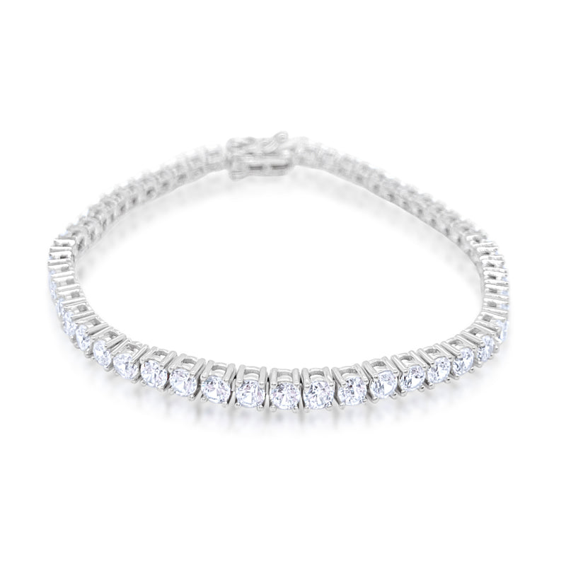 White Gold Tone 4 Prong CZ Tennis Bracelet 7 Inches