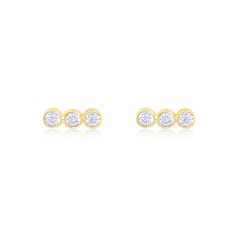 Etoielle Yellow Gold Tone BZ Bezel Bar Stick Studs