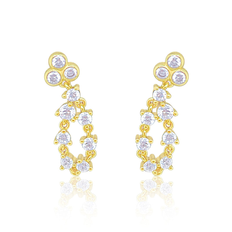 Etoielle Yellow Gold Tone CZ Cluster Studs