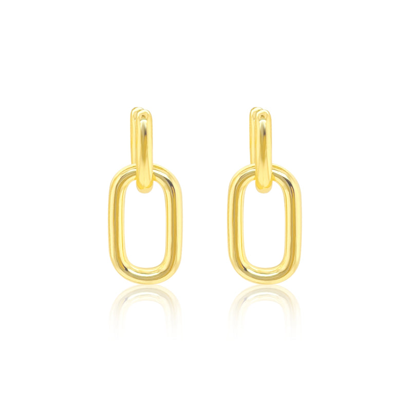 Etoielle Oval Yellow Gold Tone Link Studs