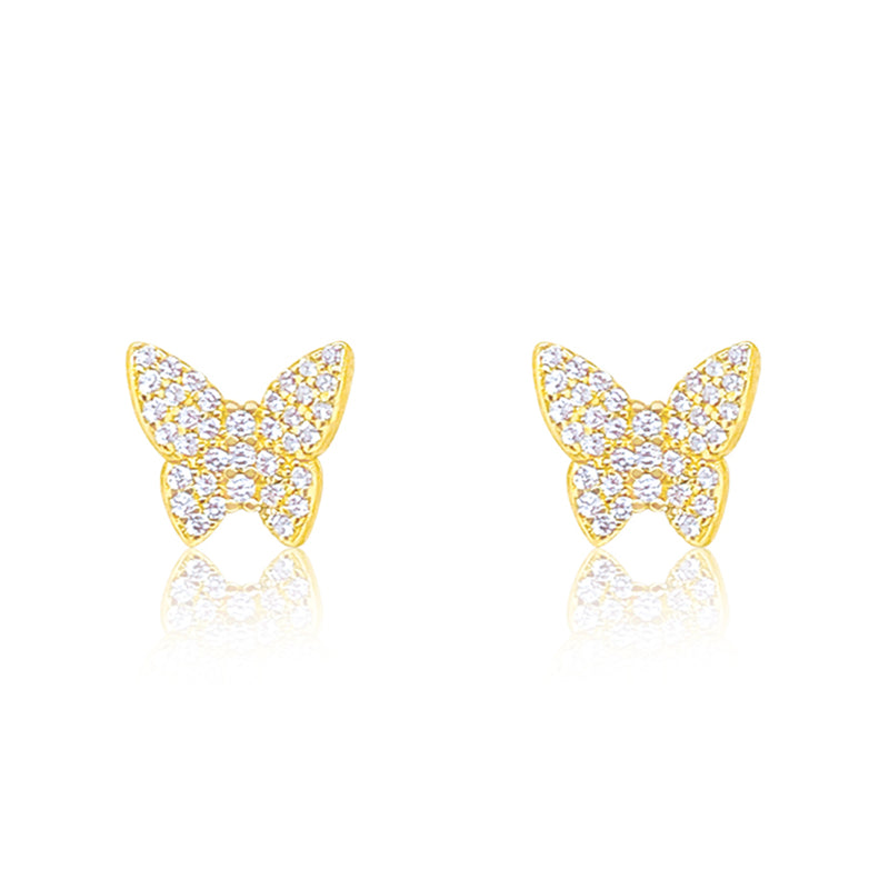 Etoielle Yellow Gold Tone CZ Butterfly Studs