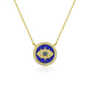 Enamel Evil Eye Disc Medallion Necklace Encusted with Cubic Zirconia 18 inches adjustable