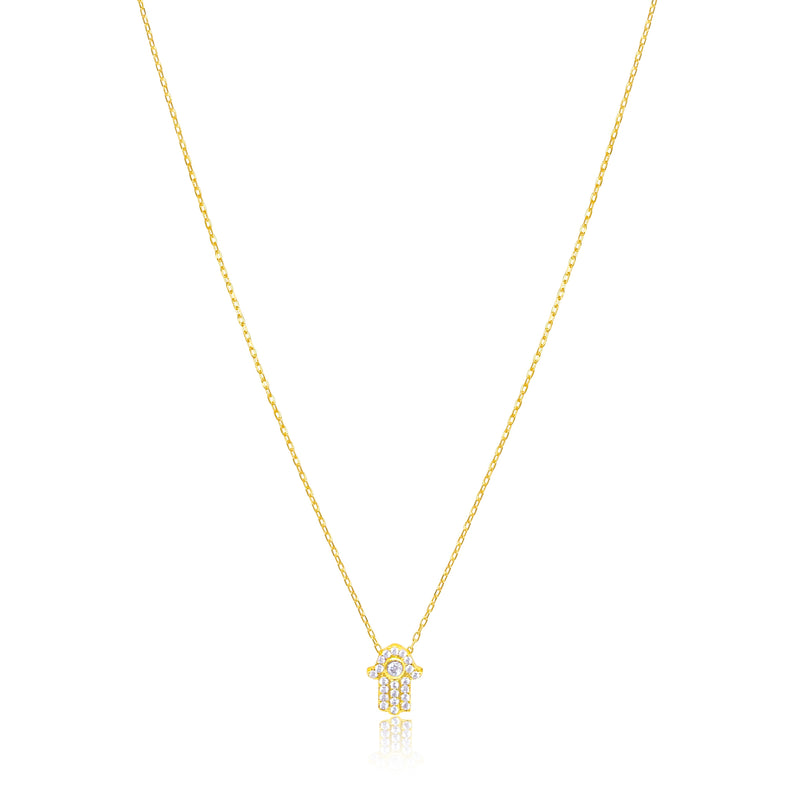 Etoielle Yellow Gold Tone CZ Hamsa Necklace