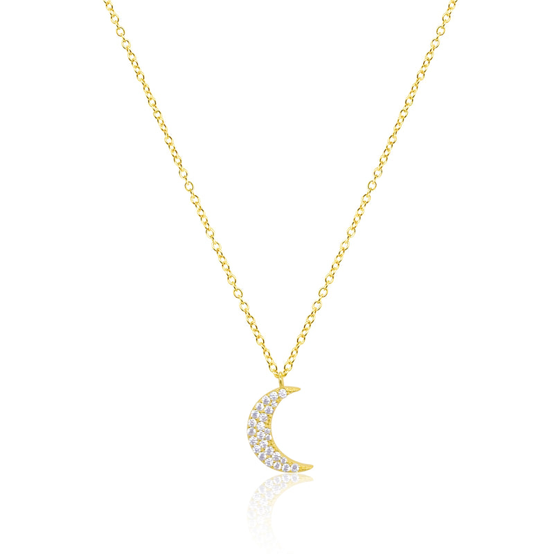 Etoielle Yellow Gold Tone CZ Moon Charm Necklace