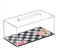 Black Chic Checkered Lucite Cake Tray with Lid