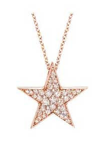 Rose Gold Star Pendant Diamonds