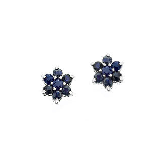 White Gold Blue Sapphire Petal Earrings